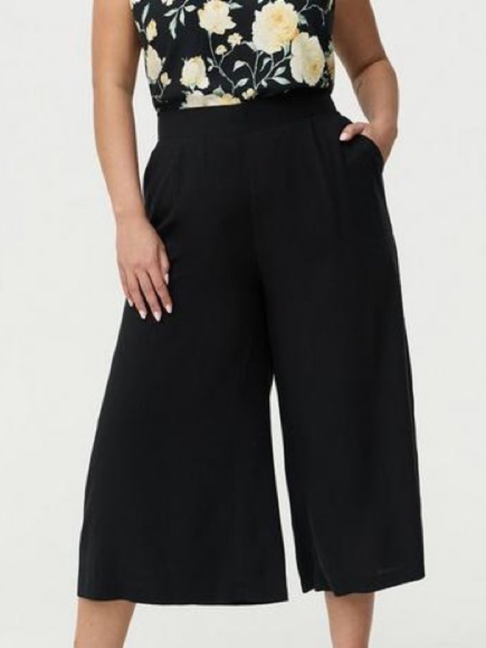 Torrid NWT Black Stretch Challis Wide Leg Cropped Culottes Size 2R 2X